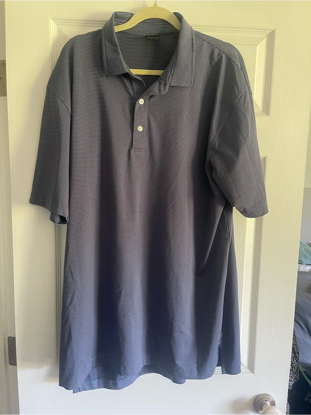 Men's Navy Micro-Striped Polo Shirt